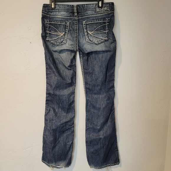 Silver Jeans Women's 28 28/33 Dark Wash Twisted Bootcut Denim - Picture 9 of 11
